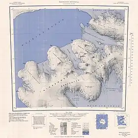Topographie au 1:250,000 de la péninsule Beethoven montrant l'anse Boccherini.