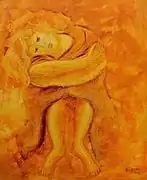 La Petite Marchande d'allumettes, Huile sur bois