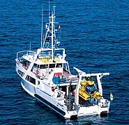 Sur le pont arrière du Minibex Comex