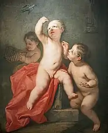Enfants jouant avec un petit oiseau, Ca' Rezzonico, Venise.