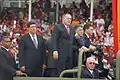 Des ministres du président Chávez en 2013 à Caracas, Rafael Ramírez est en bas à droite.