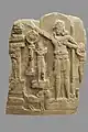 Le souverain universel école d'Amaravati fin Ier s. av. n. è. - Ier s. Plaque de revêtement de stupa, calcaire marmoréen. Musée Guimet