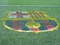 Logo du Barça sur le terrain de jeu