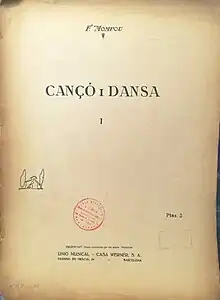 page de couverture d'une partition de de Frederic Mompou