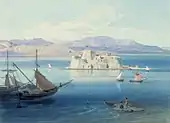 Nauplie, Argos en fond.