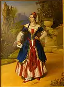 Caroline Fischer-Achten dans le rôle de Konstanze dans Die Entführung aus dem Serail de Wolfgang Amadeus Mozart,Huile sur toile,Musée d'État de Brunswick.