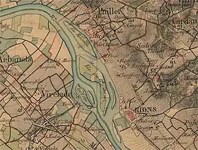 Les îles constitutives de l'île de Raymond sur une carte d'état major du XIXe&nbsp;siècle