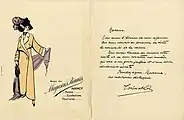Carte d'invitation de la Maison des Magasins Réunis datant du début du XXe&nbsp;siècle et proposant aux clientes de venir découvrir les nouveautés de la saison.
