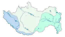 Carte montrant les différents ruisseaux et les sous-bassins versants d’Essarts-en-Bocage