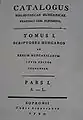 Catalogue des livres de Ferenc Széchényi, imprimé en 1799