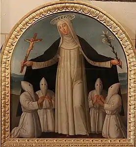 Ste Catherine de Sienneprotectrice de la confrérie Saint-Michel,Sano di Pietro, XVe siècle.