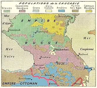 Répartition géographique des peuples du Caucase en 1896
