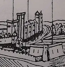 Illustration du château, d'après un plan établi par Joachim Duviert en 1612