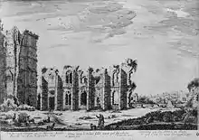 Ruines de l'ancien château de Bicêtre (gravure du XVIIIe siècle).
