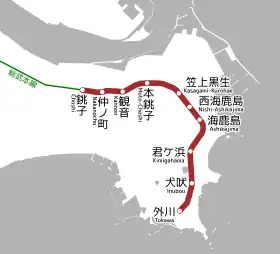 Voir la carte de la ligne.