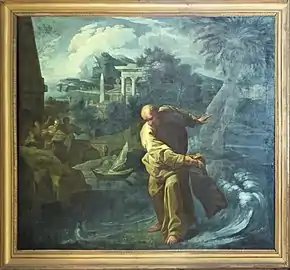 Élisée divisant les eaux du Jourdain avec le manteau d'Élie
