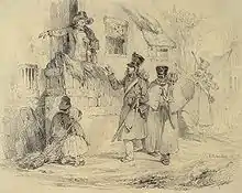 Des soldats demandant le logis à un habitant.