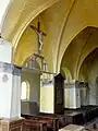 Nef, élévation sud, vue vers le sud-ouest.
