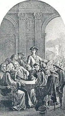 Courage civil. Les échevins de Marseille pendant la peste de 1720, gravure.