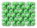Modèle compact d'empilement cubique à faces centrées d'ions chlorure dans la structure cristalline de CrCl3