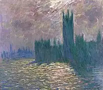 Le Parlement, reflets sur la Tamise.