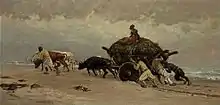 Ramasseurs de goémon (en Bretagne, région de Pont-Aven).