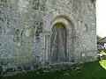 Entrée des pèlerins et des villageois.