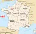 Terminaisons en -ai. Dans le département de l'Orne, les -ay sont devenus -ai sur décision du conseil général. Obernai et Niedernai en Alsace ne sont pas des noms en -acum