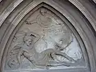 Tympan néo-gothique représentant la conversion de saint Paul sur le chemin de Damas, XIXe s.