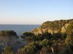 Soleil levant sur la côte sud de Porquerolles.