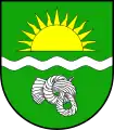 Commémoration des anciens occupants suèves du site, le nœud caractéristique du « chignon suève » est représenté sur les armes de la commune d’Osterby (Schleswig-Holstein)