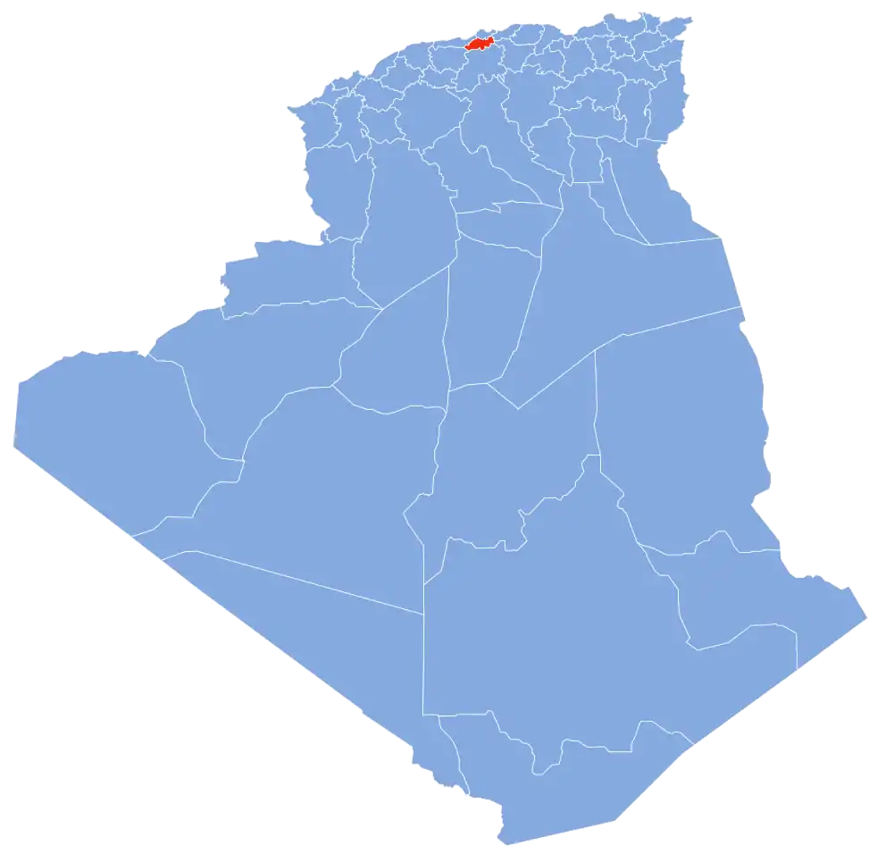 La Wilaya de Blida dans la carte d'Algérie