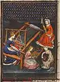 Tisserandes, enluminure du De mulieribus claris, XVe&nbsp;siècle.