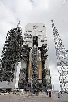 Le lanceur dans son bâtiment d'assemblage.