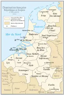 Carte représentant les département français en 1811.