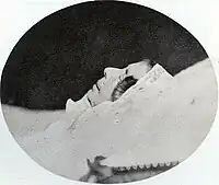 Photographie de la reine en 1860 sur son lit de mort.