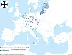 Commanderies teutoniques vers 1300.