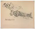 Deux soldats dormant, Gilbert de Guingand, graphite sur papier, La Contemporaine