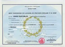 Image illustrative de l’article Brevet professionnel de la jeunesse, de l'éducation populaire et du sport