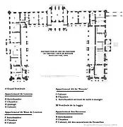 Distribution du rez-de-chaussée de Meudon après la mort de Louvois, 1695.