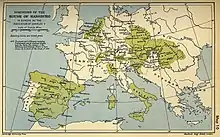 La carte représente les possessions de la dynastie Habsbourg dans l'Europe du XVIe&nbsp;siècle.