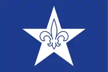 Autre drapeau des Franco-Américains dans leur ensemble, utilisé en particulier en Nouvelle-Angleterre.
