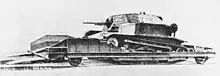 Une chenillette TKS polonaise, utilisée sur une draisine pour la reconnaissance ; un moyen de surmonter la limitation de mobilité des trains blindés.