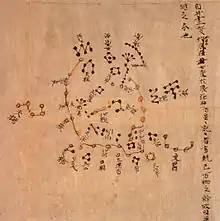 Carte : voûte céleste avec la Grande Ourse, les constellations du Sagittaire et du Capricorne. 700 env. British LibraryOrigine : Grotte N° 17