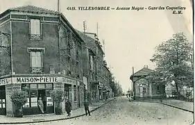 L'ancienne gare des Coquetiers, au début du XXe&nbsp;siècle, bien avant la transformation de la ligne des Coquetiers en ligne 4 du tramway d'Île-de-France.