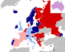 Carte montrant la répartition des pays dans chaque demi-finale.