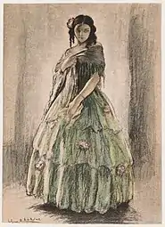 Emma, Charles Bovary et Monsieur Homais, illustrations d'Edgar Chahine pour une réédition du roman en 1935.