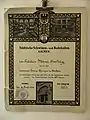 Certificat de natation décerné à Mademoiselle Mimi Hertzog en 1926 ; durée de l'épreuve : 60 minutes.