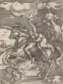 Copie de l'eau-forte de Dürer par Hieronymus Hopfer&nbsp;(de), entre 1525 et 1550.