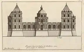 "Principale Entrée du Chasteau de Colombieres comme estoit la pensée de l'Architecte", Jean Marot, milieu du XVIIe&nbsp;siècle.